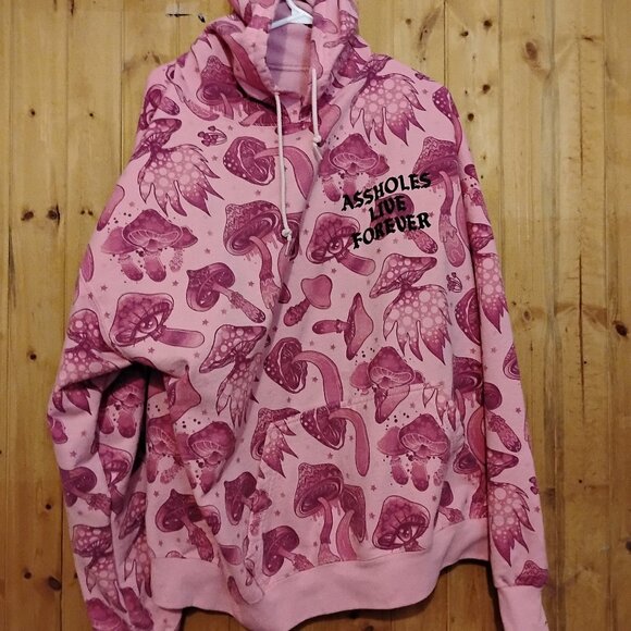 Men's Pink XXL Psychedelic Camo Assholes Live Forever Hoodie Pants Listed Too! - Picture 1 of 5